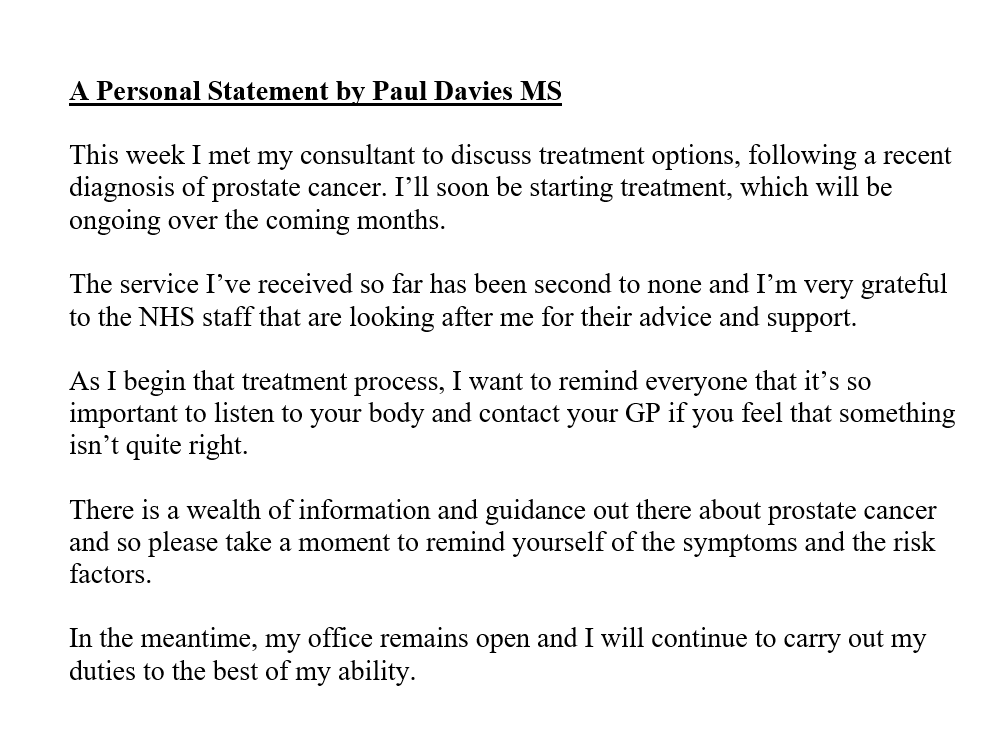 PaulDaviesPembs's tweet photo. Some personal news. https://t.co/tWrRXgfCIF