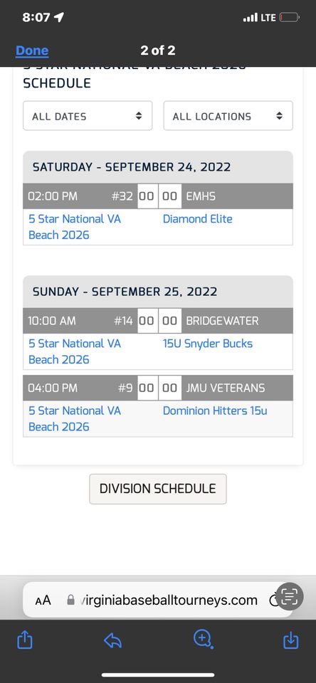 AustinGammon11's tweet photo. @5starnationalvb 15U tournament schedule for this weekend at @JMUBaseball hosted by the guys over at @vabaseballtourn! Ready to get back on the field with these guys! https://t.co/oDdvBTaRwU