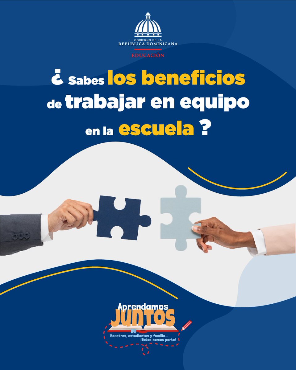EducacionRDo's tweet photo. Trabajar en equipo👏 nos permite desarrollar vínculos más afectivos con nuestros compañeros🧑👩. https://t.co/pI6g196G3i