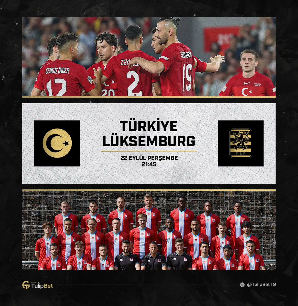 🏆 #UluslarLigi

⚽️ 21:45 | Türkiye - Lüksemburg

🇹🇷 1984'ten bu yana Lüksemburg'u ilk kez konuk etmeye hazırlanan Türkiye, seyircisi önünde rakibiyle oynadığı iki maçı da gol yemeden kazandı (1984'te 1-0 &amp; 1972'de 3-0).

🌷 Lale Devri TulipBet'te: bit.ly/38GMiQ7