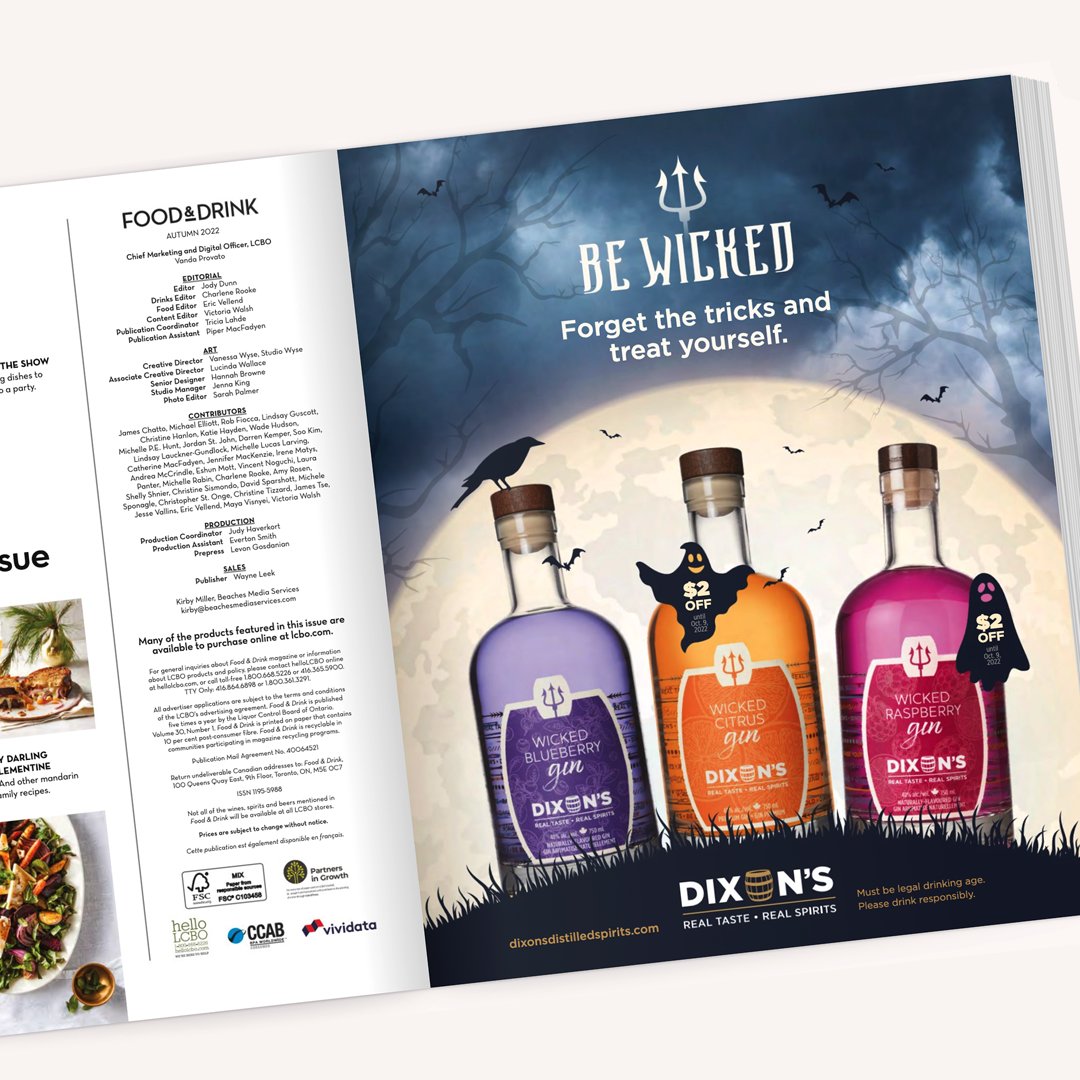 TheLetterM's tweet photo. 🧙‍♀️🍹 We loved working on this ad with @dixon_spirits for @LCBO's Food &amp; Drink magazine. Did you get your copy yet? Or your Dixon's gin? (Psst, they're on sale at the LCBO until Oct 9!)

#TeamTLM #dixonsdistilledspirits #Guelph #lcbo #lcbofoodanddrink #Marketing #GraphicDesign https://t.co/SrwnkE3aJr