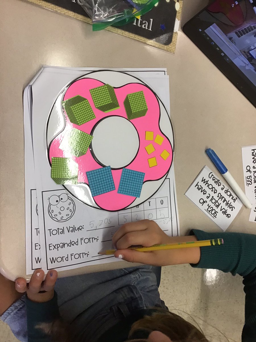 Donut 🍩 you love PLACE value? Third graders had fun building their donuts today in Math.  My favorite comment, “Well this looks like a yummy math donut!” ❤️💫🎯