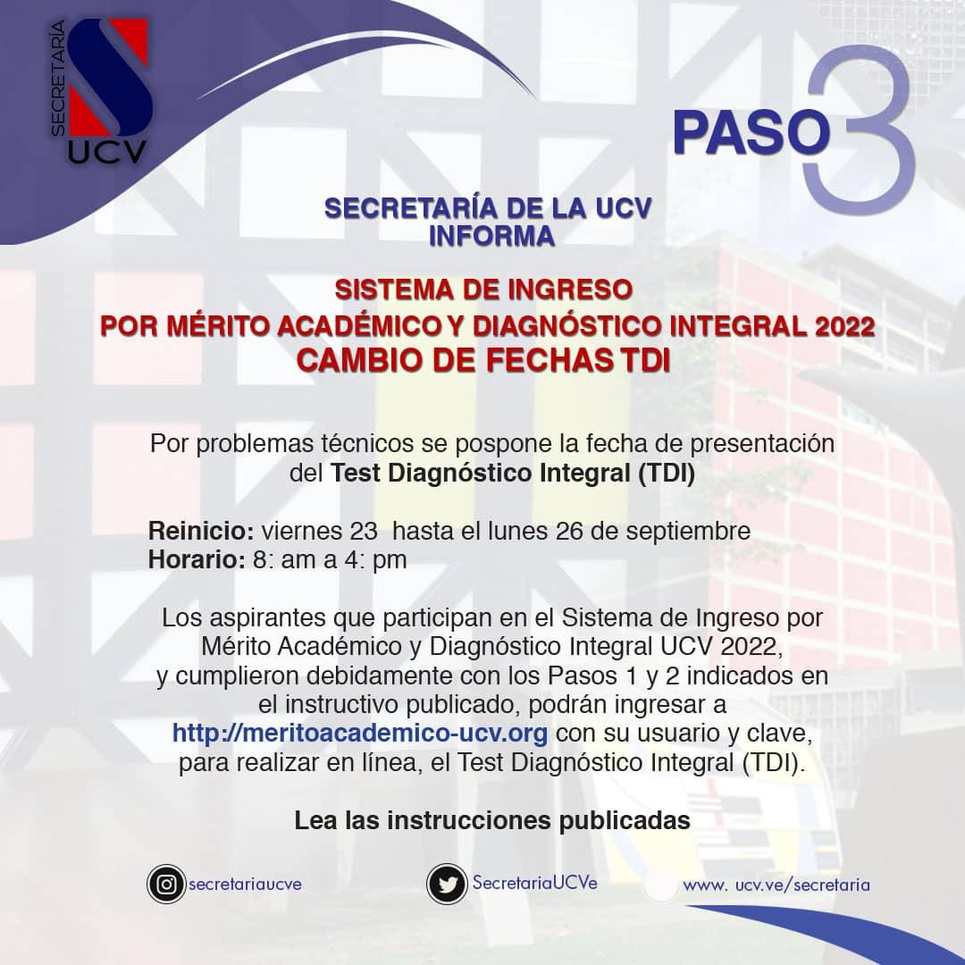 FacOUCV's tweet photo. 🚨Atención🚨
Información importante para los aspirantes que participan en el SIMADI, cambio de fecha del Test Diagnóstico Integral.
#UCV #Odontología #Simadi #prueba https://t.co/0wNGLGMBvg