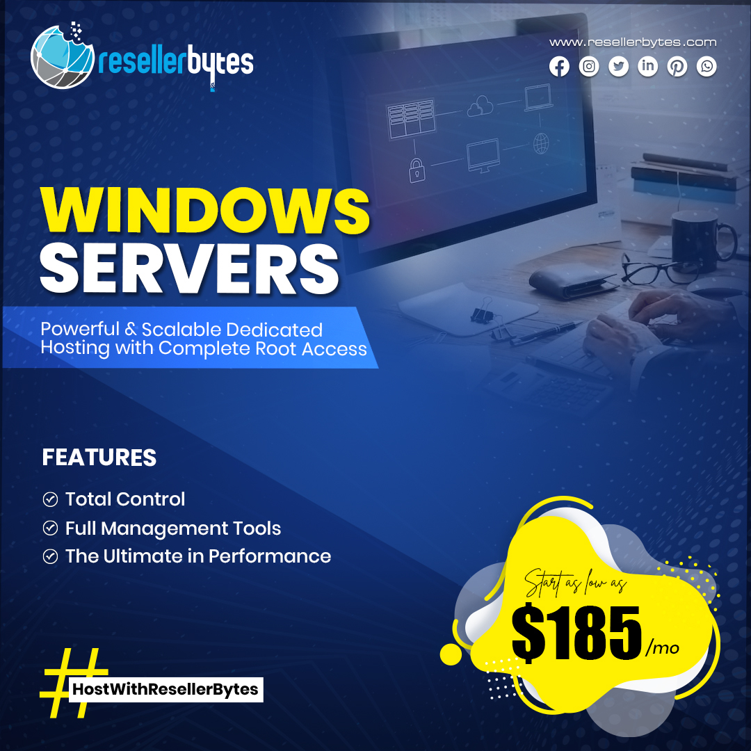 ResellerBytes's tweet photo. WINDOWS SERVERS
Powerful &amp; Scalable Dedicated Hosting with Complete Root Access

https://t.co/lSYbat2p6C

 #webhostingservices #GrowWithDiligentCreators #webhostingcompany #webhostingprovider #HostWithResellerBytes #domains #hosting #ResellerBytes #domainhosting #webhosting https://t.co/SWZZ9ckIX7