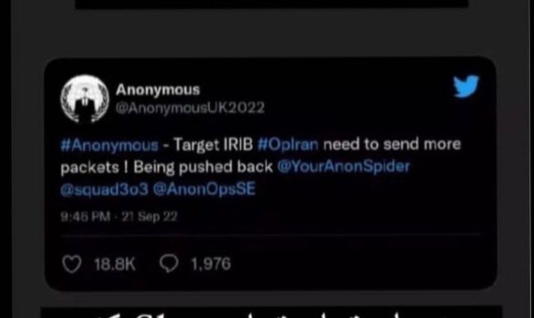 DO NOT believe these screenshots! These people are government clowns who are trying to spread propaganda using fake tweet screenshots! <a href="/YourAnonSpider/">Spid3r 🕷️ 🏴‍☠️</a>, <a href="/AnonymousUK2022/">Anonymous🇬🇧👀</a>, me or no other anonymous hacker would tell you to watch IRIB!

#OpIran #MashaAmini