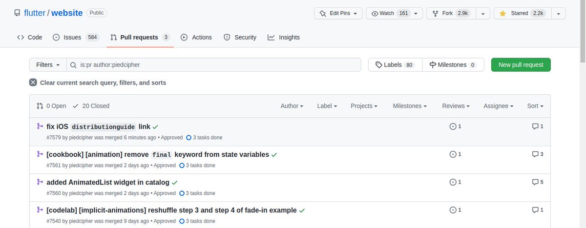 piedcipher's tweet image. 2⃣0⃣ th PR in flutter docs! 🔥💙 #flutterdocs #bleedblue