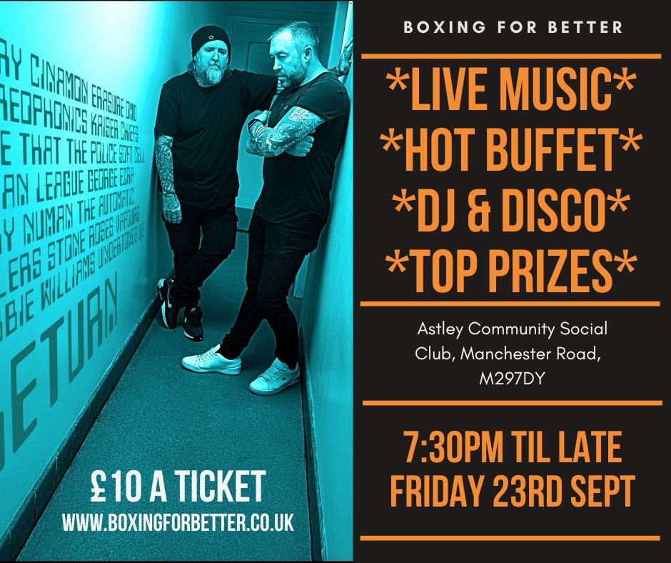 BoxingForBetter's tweet photo. Come and enjoy a great night of live music, hot food with loads of prizes up for grabs all whilst supporting boxing for better. Click the link to book your tickets and make a huge difference to young people in Leigh, Tyldesley and Wigan
https://t.co/S3OMBlgJ2D https://t.co/82eHIM7vJ4