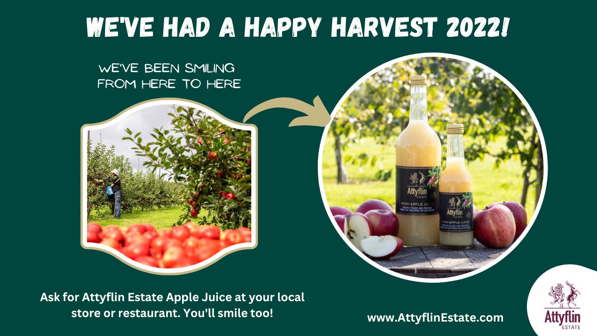 attyflinestate's tweet photo. We’ve had an excellent apple harvest here at the Attyflin Estate – and this year’s juices are delicious. Ask for Attyflin Estate apple juices at your local shop or restaurant!

Next week we will do a collage of photos captured around the Estate during the last few weeks. https://t.co/4dI4ysMARX