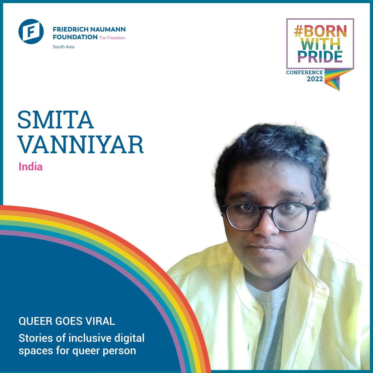 fnfindiaoffice's tweet photo. #BORNWITHPRIDE Session๐จ - #Queer Goes Viral
Project coordinator of the Women's Rights Programme at the APC, Smita works to push back shrinking online civic spaces for structurally silenced and marginalized communities.
Partners - @SamriddhiTPF
#bornwithprideconference22 https://t.co/Rbz9KHBkHV