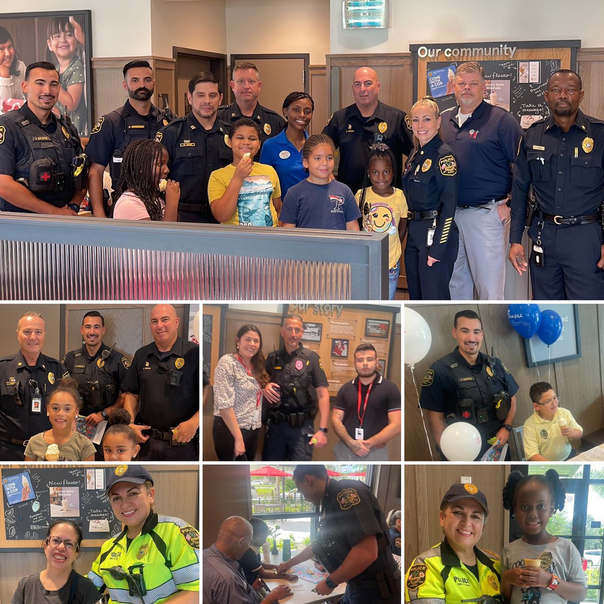 MiramarPD's tweet photo. 🍦We thank everyone who joined us at our Cone with a Cop event yesterday @chickfilamiramar. Our officers loved connecting with our residents. Stay tuned for our next community event, to be announced soon. #MiramarPD #ServingOurCommunity #conewithacop https://t.co/Us6Ai70s9a
