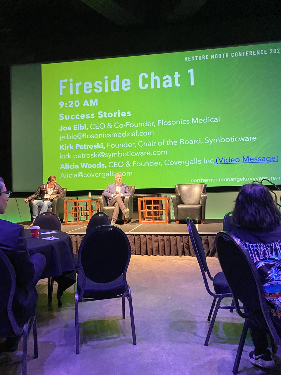 Attending Venture North Conference in Sudbury. Excellent turn out (Angel investors, Government entities, Academics). Lovely to see OCI supported company Flosonics Medical recognized as success story of the region.⁦<a href="/OCInnovation/">Ontario Centre of Innovation (OCI)</a>⁩