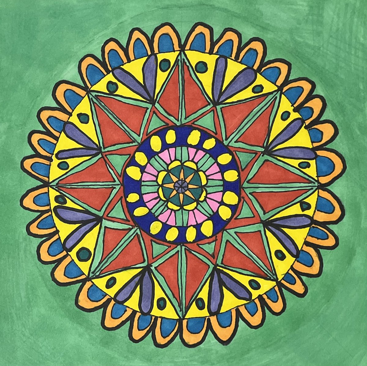 cmrilling's tweet photo. Yes!  These just happened!  5th grade mandalas and stunning!  @meshornets https://t.co/OBMjN41g66