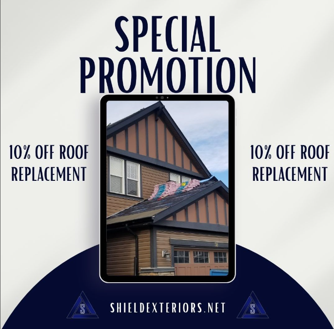 ExteriorsShield's tweet photo. Thinking of replacing your roof? Now is the time to do it! Save 10%, plus ask about our seniors discount, and 0% financing for 6 months! Call Shield Roofing and Exteriors Today! 403-700-2482
Offer ends September 30, 2022. #yyc #gothail #getshield #Calgary #Promo #Roofing https://t.co/QGkiOVZ9PP