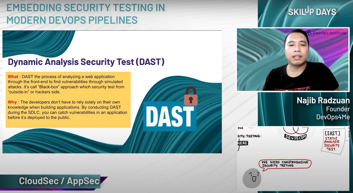 DevOps Institute (@devopsinst) on Twitter photo 🔴 LIVE from #SKILupDay: Najib Radzuan of <a href="/devops4me/">Najib Radzuan - DevOps4Me Global</a> reveals the most important forms of security testing that companies should use. 💡 Join now: hubs.la/Q01mXd_D0 🔴 LIVE from #SKILupDay: Najib Radzuan of <a href="/devops4me/">Najib Radzuan - DevOps4Me Global</a> reveals the most important forms of security testing that companies should use. 💡 Join now: hubs.la/Q01mXd_D0