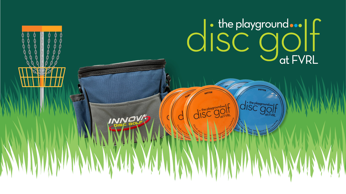 ReadLearnPlay's tweet photo. 🥏Our newest Playground lending item is here! The lively sport of Disc Golf is fun and accessible to players of all ages and abilities. Place a hold on a Disc Golf Kit today: https://t.co/waByz27TSS. #ReadLearnPlay #DiscGolf https://t.co/EUxlXEQ2oj