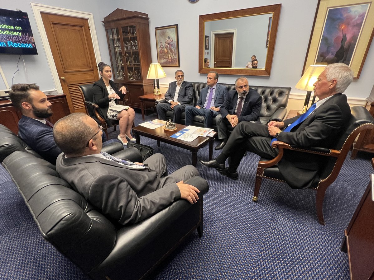 ANCA_DC's tweet photo. Artsakh's Foreign Minister David Babayan consulting in Washington, DC with US Rep. Tom McClintock - @RepMcClintock - regarding #Azerbaijan's attacks on #Artsakh and #Armenia. https://t.co/Rtf0qTK6hJ