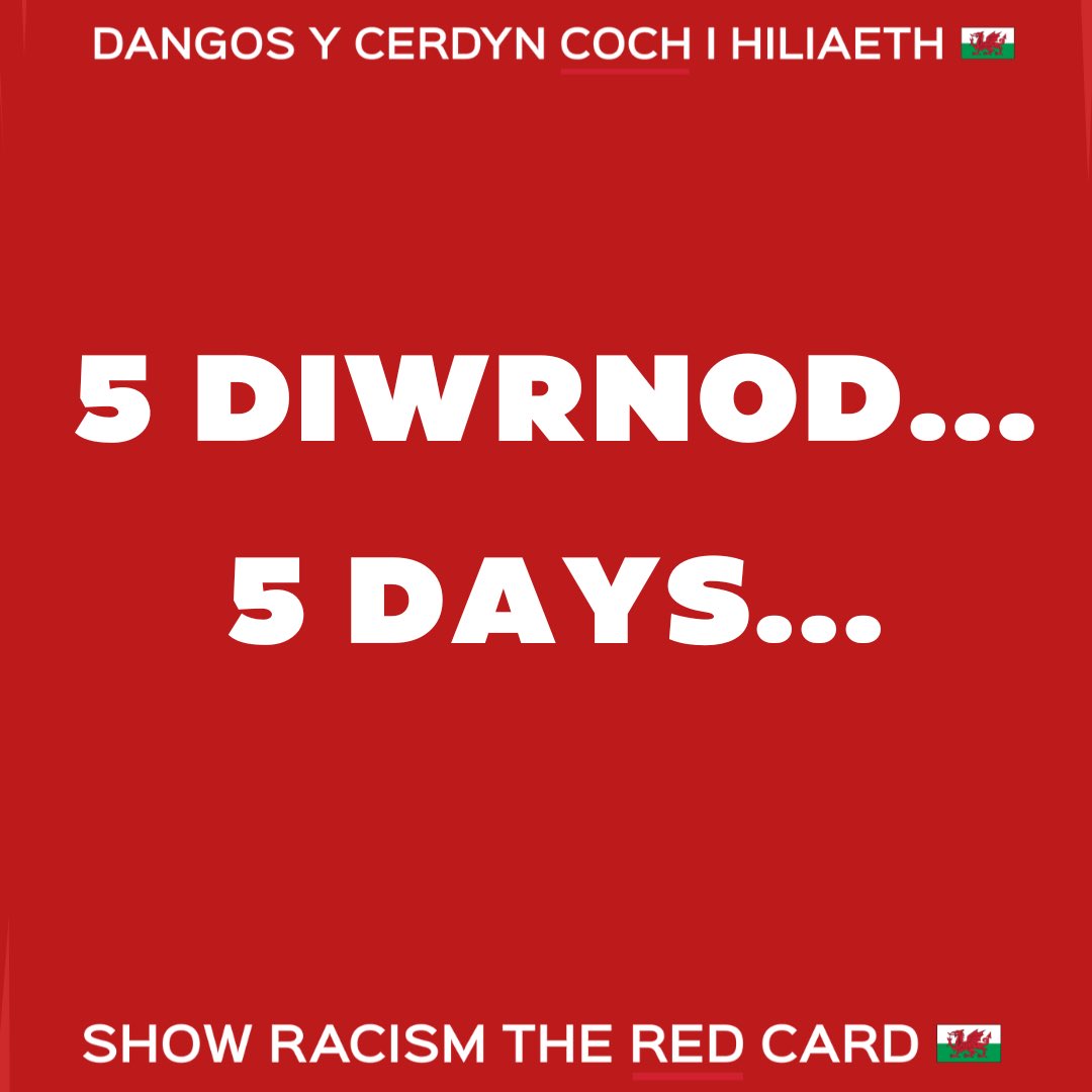 theredcardwales's tweet photo. Prosiect cyffrous yn dechrau yng Ngogledd Cymru mewn 5 DIWRNOD!!! 

Exciting project launching in North Wales in 5 DAYS!!! Watch this space...

#ShowRacismtheRedCard 🔴 
#DangosYCerdtnCochIHiliaeth 🔴 https://t.co/3UyHVA3LZC