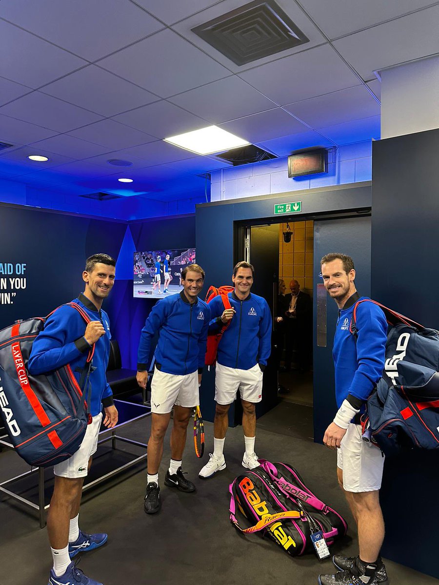 Once in a lifetime experience to be on the same court with these legends and rivals. Thank you @LaverCup for making it possible. Looking forward to a great weekend of tennis and a celebration of @rogerfederer’s career. @RafaelNadal @andy_murray