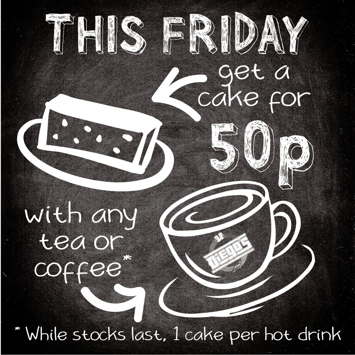 ☕ Feel Good Friday 🍰

This Friday (23/09/22) we're offering a slice of our delicious 𝙃𝙤𝙢𝙚𝙢𝙖𝙙𝙚 cake for 50p when you purchase any hot drink

Go on, 𝙩𝙧𝙚𝙖𝙩 𝙮𝙤𝙪𝙧𝙨𝙚𝙡𝙛! 😁