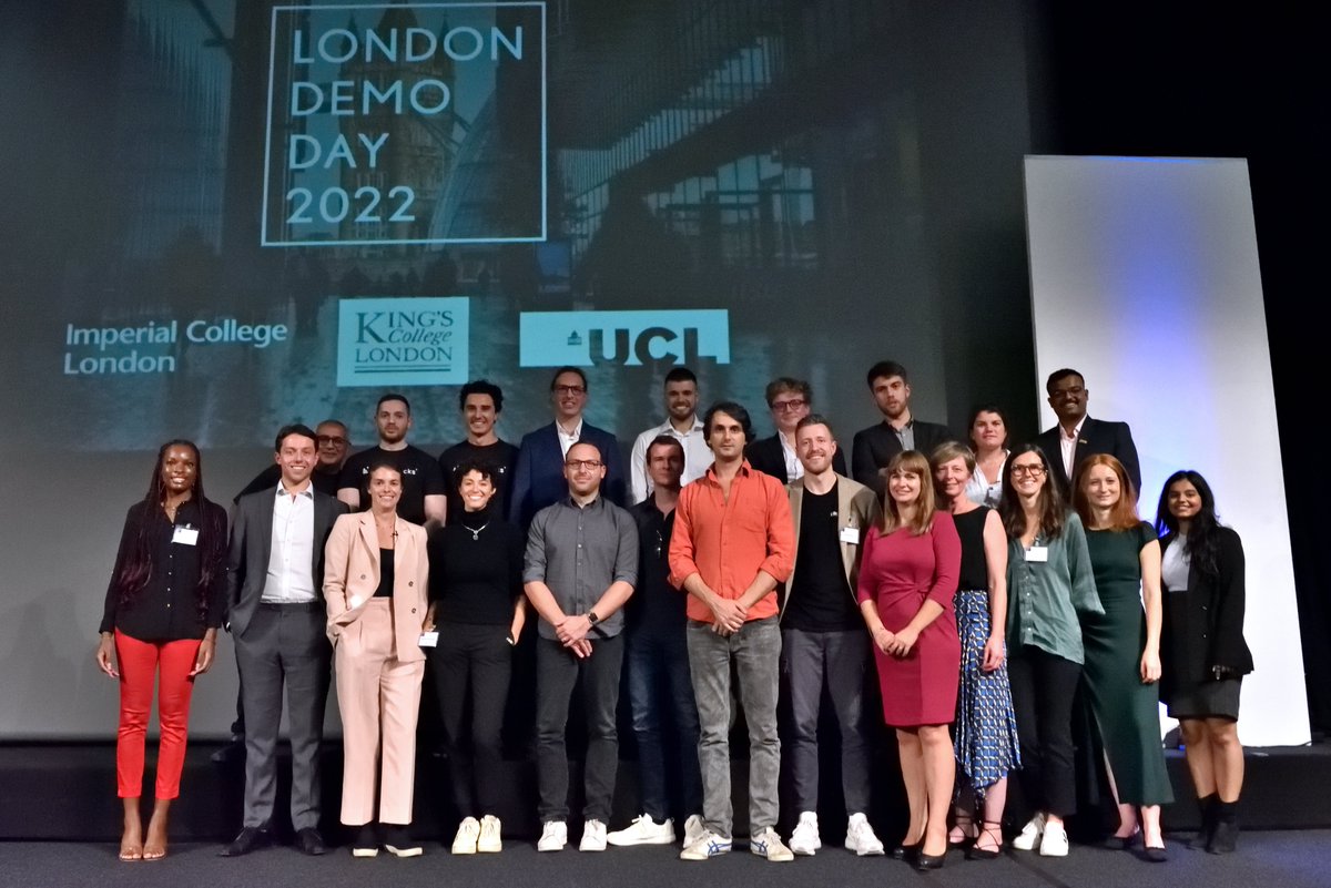 uclnews's tweet photo. Promising #startups from @UCLEnterprise, @InnovateKings and @ICEnterpriseLab went head to head to pitch their business to investors in a bid to raise between £100,000 and £1 million at #LondonDemoDay2022 https://t.co/qdM6Kv4oUz https://t.co/a5TIZOxEmP
