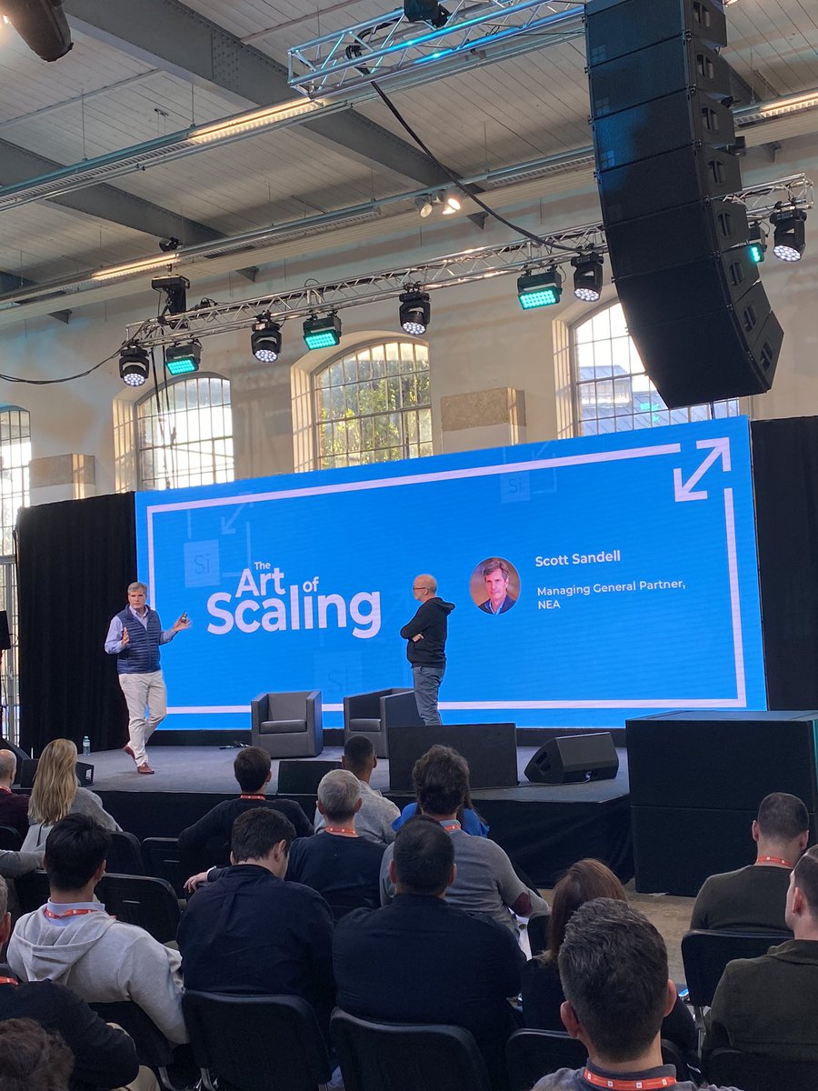Closing Key Note by <a href="/ScottDSandell/">Scott Sandell</a> from <a href="/NEA/">NEA</a> and <a href="/oholle/">Oliver Holle</a> talking about learnings from more than 20 years of VC ups and downs - a lot to learn and many more mistakes &amp; decisions to be made…something is in the air 🌤
<a href="/speedinvest/">Speedinvest</a>