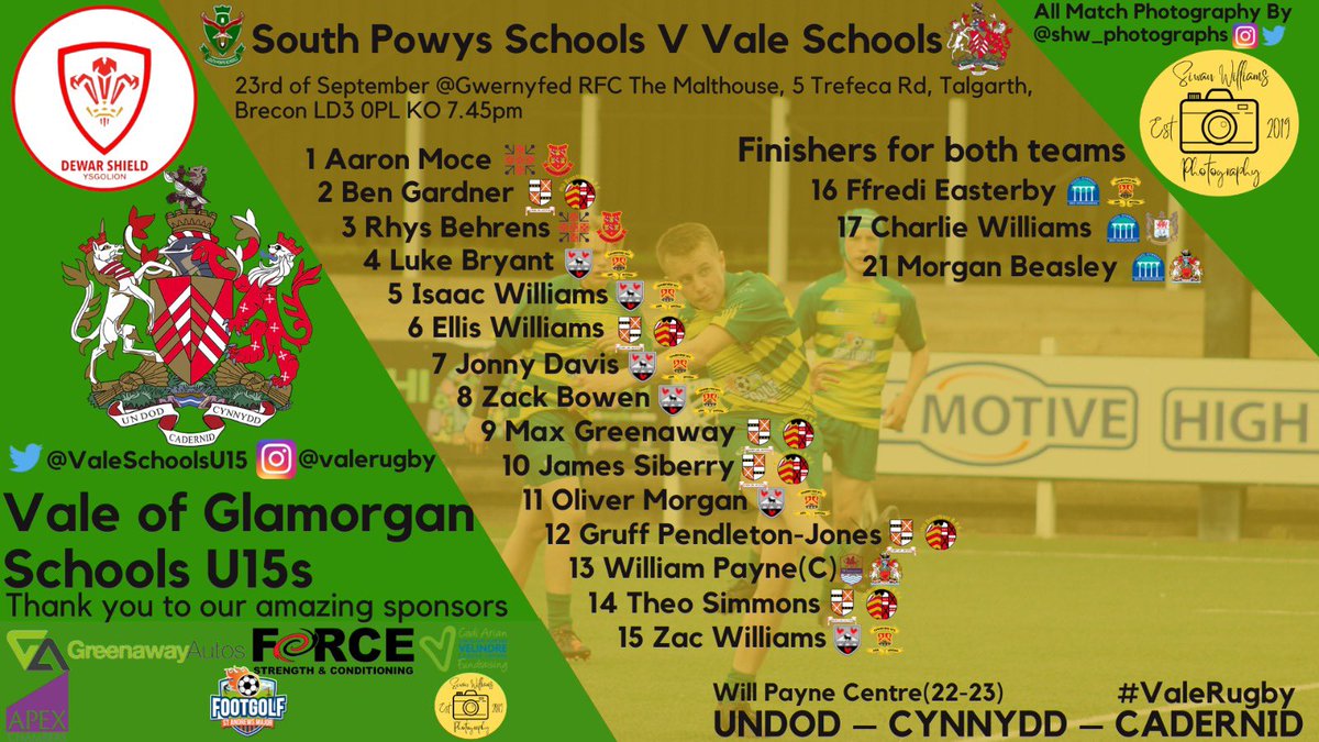 Vale Schools U16s (@valeschoolsu15) on Twitter photo Here’s tomorrow nights Vale schools teams to play <a href="/rugby_msr/">MSR - Merthyr Schools Rugby</a> and <a href="/SPowysSRU/">SouthPowysSRU</a> @gwernyfed_rfc_ #valerugby Here’s tomorrow nights Vale schools teams to play <a href="/rugby_msr/">MSR - Merthyr Schools Rugby</a> and <a href="/SPowysSRU/">SouthPowysSRU</a> @gwernyfed_rfc_ #valerugby