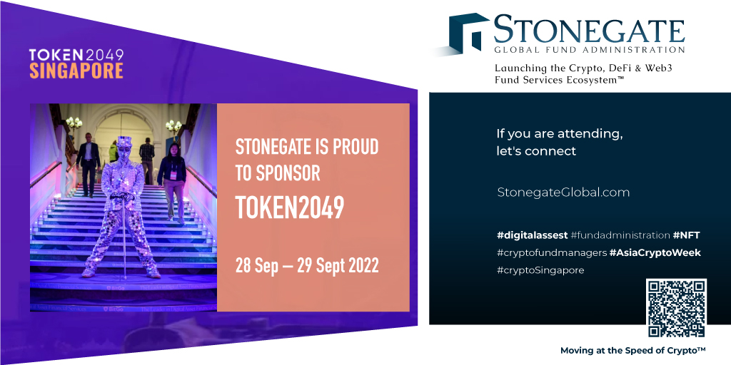 StonegateGlobal's tweet photo. @StonegateGlobal is proud to sponsor @token2049. If you're attending, connect with Jeannie Ng Dubbels - @jnrbnr

#digitalassest #fundadministration #NFT  #cryptofundmanagers #AsiaCryptoWeek #cryptoSingapore https://t.co/7UqeEnk5cv