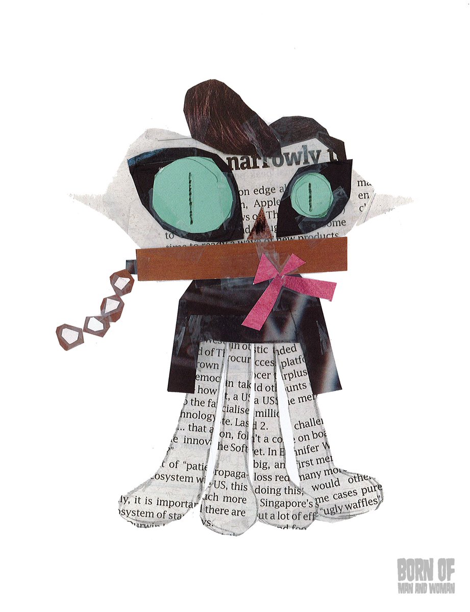kokwaiii's tweet photo. Here’s more explorations of Retch. Pleasantly surprised the paper cutout heavily influenced the final design! It was really fun playing with random newspapers. #retch #characterdesign #visualdevelopment #papercollage #animation https://t.co/ULP46tXcAB