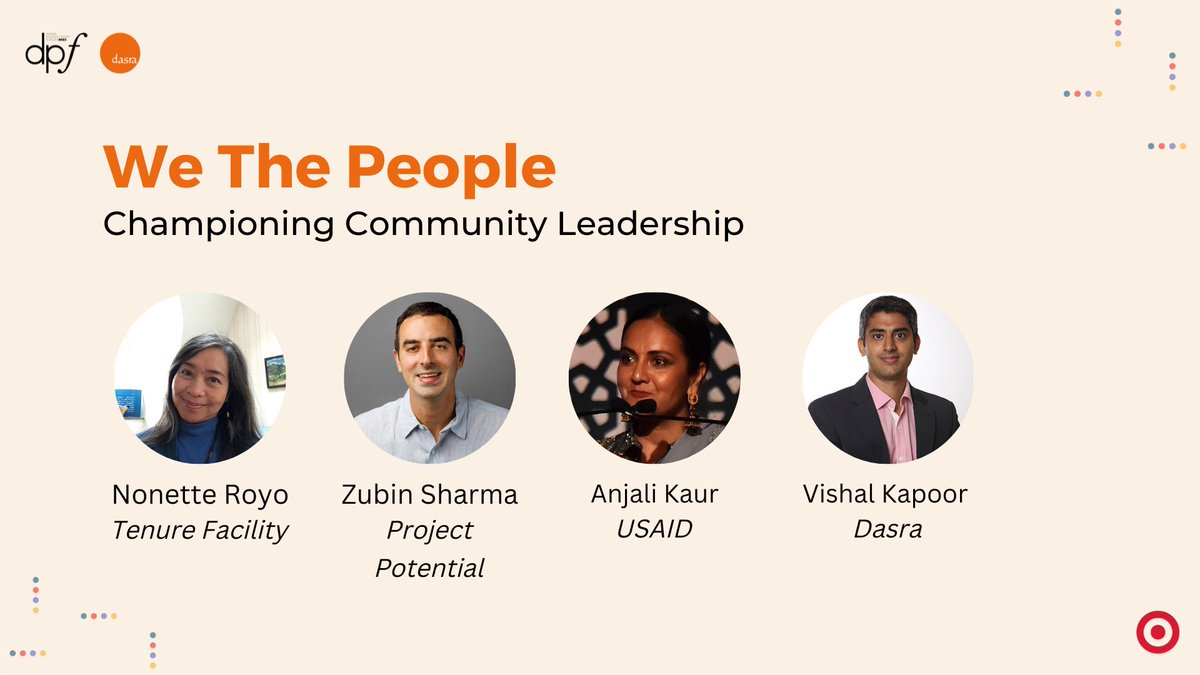 Dasra (@dasra) on Twitter photo Our next session at #dpf22 by <a href="/nonette5/">Nonette Royo</a> <a href="/zubin_sharma/">Zubin Sharma</a>, Vishal Kapoor and Anjali Kaur will cover several pathways that strengthen proximate and community leadership and spotlight how genuine representation makes the difference. #buildbetter Our next session at #dpf22 by <a href="/nonette5/">Nonette Royo</a> <a href="/zubin_sharma/">Zubin Sharma</a>, Vishal Kapoor and Anjali Kaur will cover several pathways that strengthen proximate and community leadership and spotlight how genuine representation makes the difference. #buildbetter