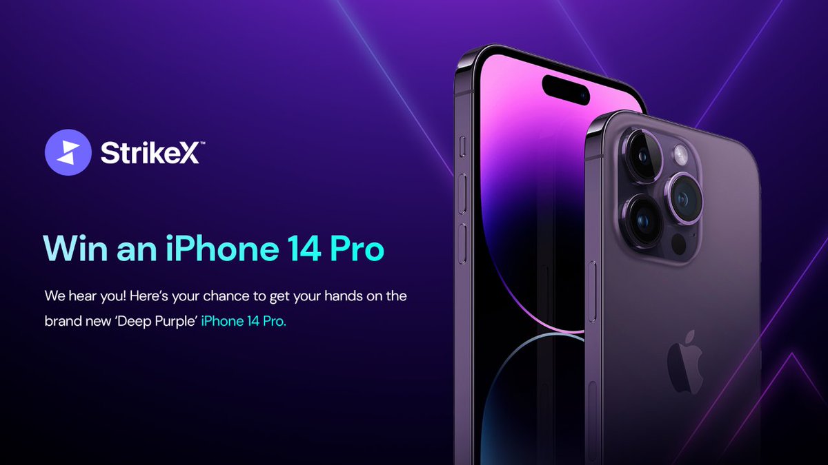 You wanted it.... here it is! Win an iPhone 14 Pro/Max. Here's how:

1️⃣ Follow <a href="/TradeStrikeBVI/">StrikeX</a>
2️⃣ Like and retweet
3️⃣ Once the #StrikeXWallet is live, leave a review. The winner will be picked once the app gets 100 reviews in each store.

 #StrikeX #iPhone14 #Giveaway #iPhone