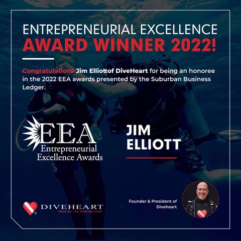 diveheart's tweet photo. We are honored that our President and Founder, Jim Elliott, was selected by the Daily Herald Suburban Business Ledger as an Entrepreneurial Excellence award winner for 2022!
#entrepeneur #nonprofitorganization #scubatherapy #disabilityinclusion #socialresponsibility https://t.co/p5dL8PmBN0