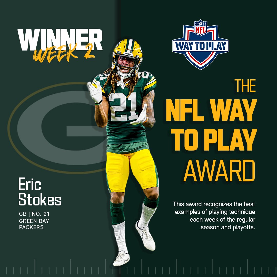 Shoutout to our Week 2 Way to Play Award WINNER, Eric Stokes Jr @_jamane_ @packers #GreenBayPackers