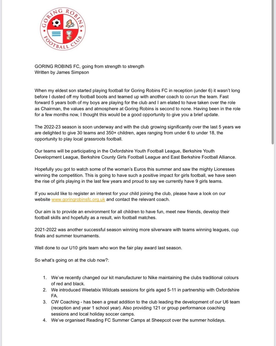 Goring Robins official tweet media