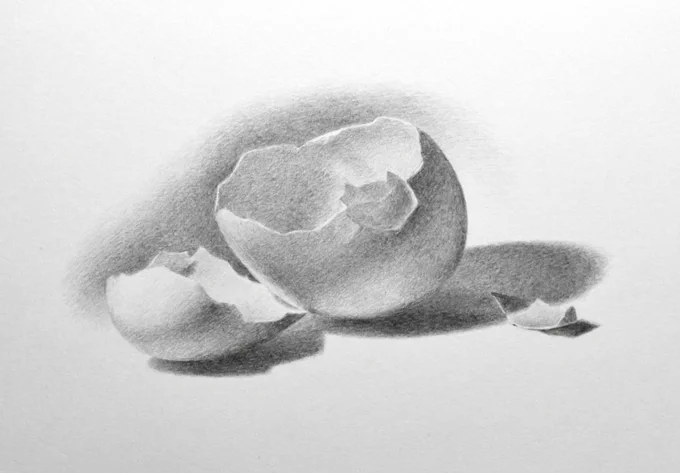 短時間で描いたデッサン。紙の白を残す場所と、しっかり濃く塗る場所を考えながら丁寧に描けばそれなりの仕上がりになると思う。#鉛筆画 #デッサン 