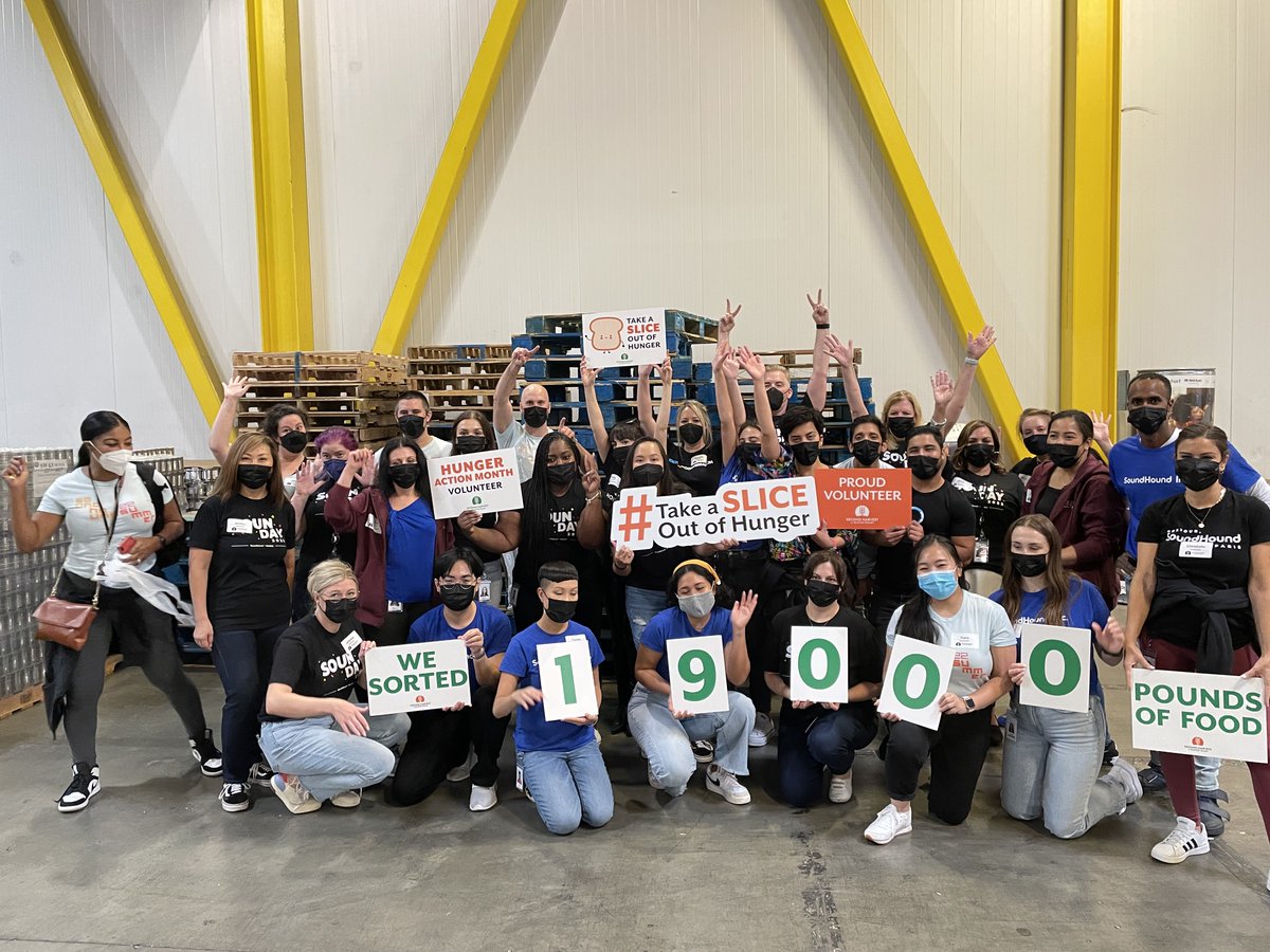 SoundHound's tweet photo. A group of 35 from our #TeamSoundHound People &amp; Culture team spent an afternoon @2ndharvest food bank where they packed 19,000lbs of chicken (!) into 90 crates to provide 3,800 healthy meals for those that need them.

Great work all 🙌! https://t.co/jgKZQDI7gk