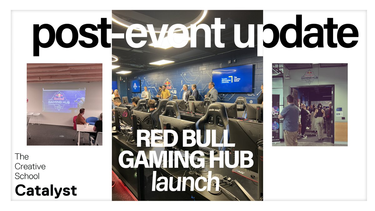 The Creative School Catalyst (@thecatalyst_to) on Twitter photo The game is ON! The Red Bull Gaming Hub will soon be available for students to build a gaming community in a space with high-powered tech and a great playlist. Thank you to Dr. Kristopher Alexander and <a href="/GeoffreyLash/">Geoffrey Lachapelle MA</a> for bringing Red Bull and The Creative School together! #RedBull The game is ON! The Red Bull Gaming Hub will soon be available for students to build a gaming community in a space with high-powered tech and a great playlist. Thank you to Dr. Kristopher Alexander and <a href="/GeoffreyLash/">Geoffrey Lachapelle MA</a> for bringing Red Bull and The Creative School together! #RedBull