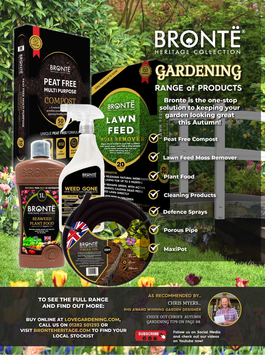 BronteHeritage's tweet photo. You can find us in @GYOmag's October issue. This Autumn, keep your garden looking great with our range of products! 

https://t.co/GNsacfqkMv
https://t.co/sJVgv6qXpn

#peatfree #lawnfeed #plantfeed #cleaningproducts #defencesprays #garden #onestopshop https://t.co/cG8RvWlv3u