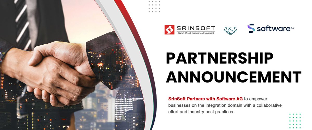 SoftwareAG's tweet image. We’re thrilled to welcome SrinSoft as a new Premier Partner in our global PartnerConnect program! Read the press release here: bwnews.pr/3BEHQM2
#SoftwareAGPartner #ImplementationPartner