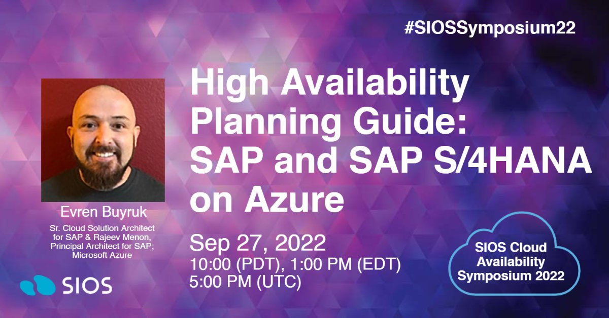 SIOSTech's tweet photo. One of the sessions you'll be able to join at #SIOSSymposium22 ✨
#ApplicationAvailability #SAP on #Azure #HA
Register here: https://t.co/76oFaQwT8b https://t.co/c8xO7YERHM