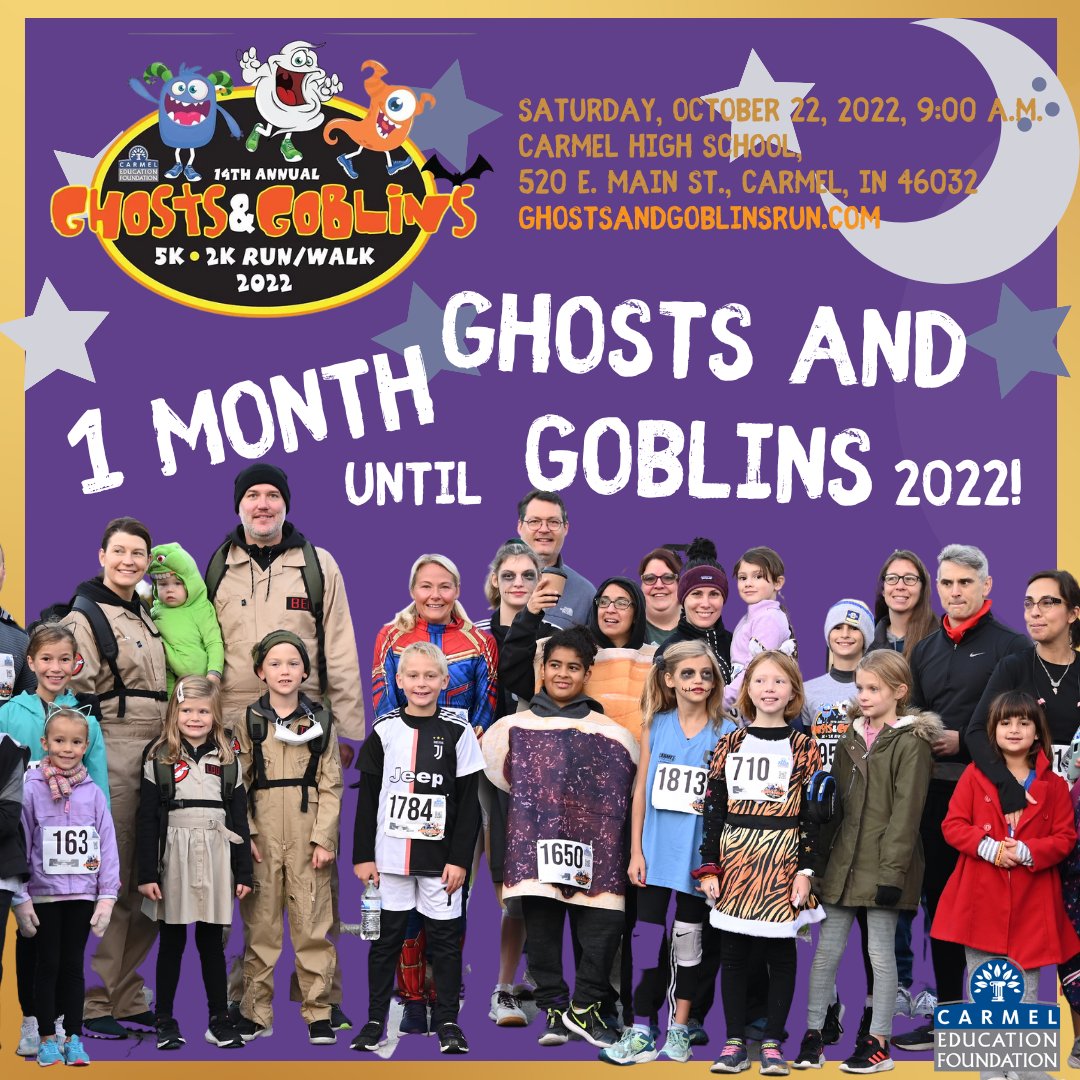 CarmelEdFdn's tweet photo. We hope to see you there at our 14th Annual Ghosts and Goblins Race.  We are looking for RACERS and VOLUNTEERS.  The countdown begins!

Racers - Register here:  https://t.co/bbjjYRUVDg
Volunteers - Sign up here: https://t.co/cgqXHMf9Ko https://t.co/jRZIYb497f