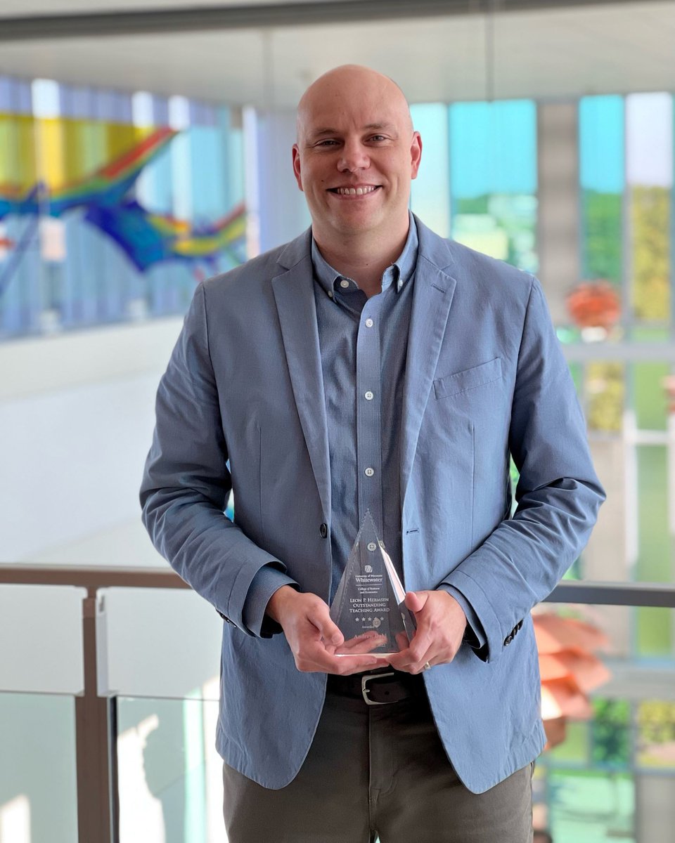 UWWCoBE's tweet photo. Congratulations to Andrew Dahl who won the 2022 Leon P. Hermsen Outstanding Teaching Award! https://t.co/pRFILqhgav
