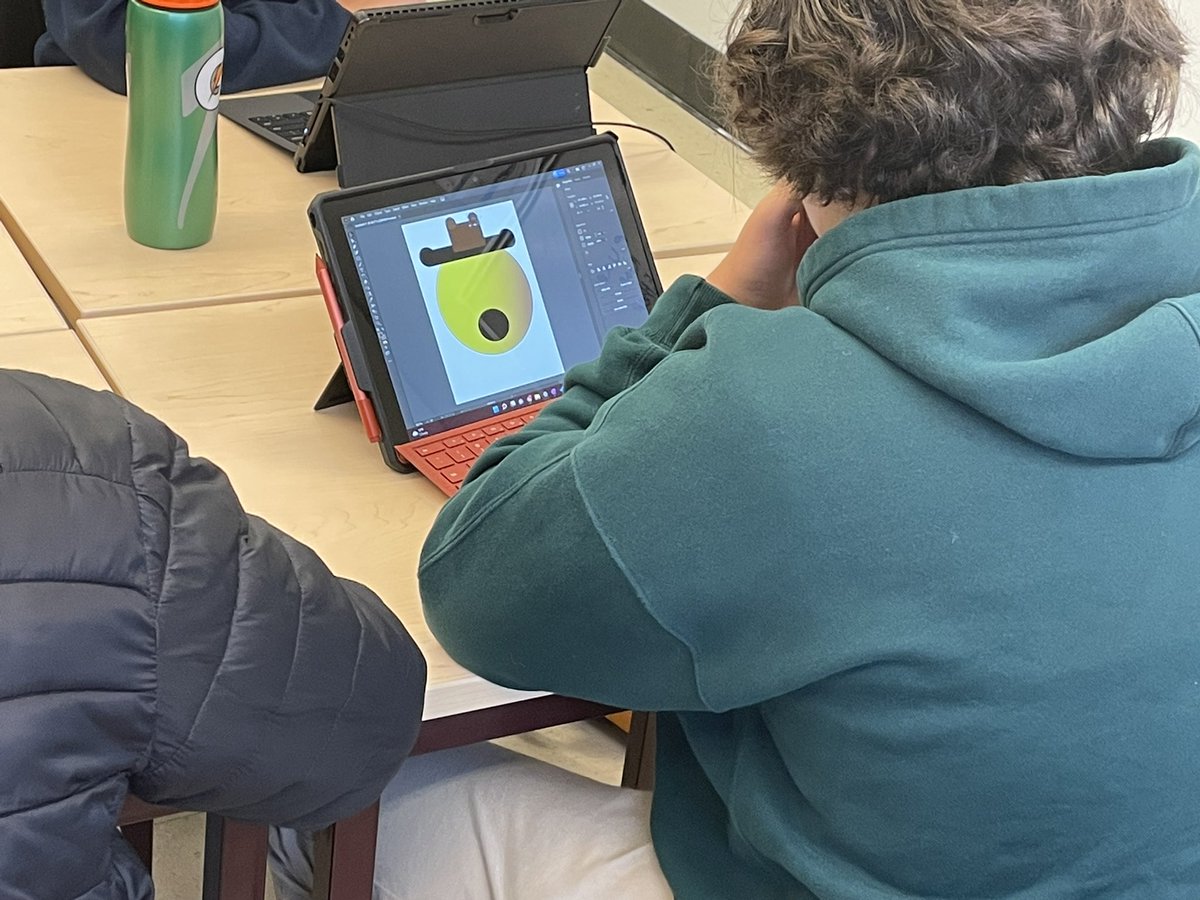 Students @ODeaHighSchool learning about emotions/expression in #health using @AdobeForEdu Illustrator. Mr. Fitch is applying his learning from his @EdgeGain_Ltd coach @philbadham! #MIeexpert #ShowcaseSchool #createedu