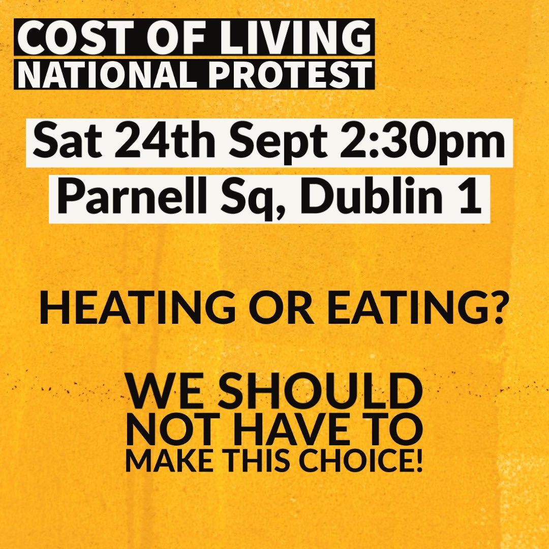 ManueRatte's tweet photo. If you think the Cost of Living is too high please take a stand this Saturday 24th September from 14h30; Parnell Square, Dublin 1! ✊@COLCIreland #CostOfLivingSept24 https://t.co/s5qmDO19oG