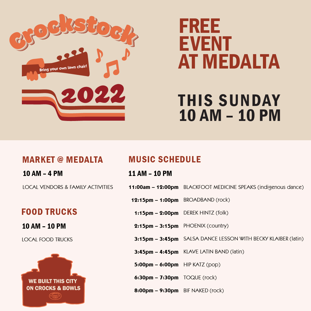 Event schedule for THIS SUNDAY's FREE event <a href="/Medalta/">Medalta</a>! #medhat #medicinehat