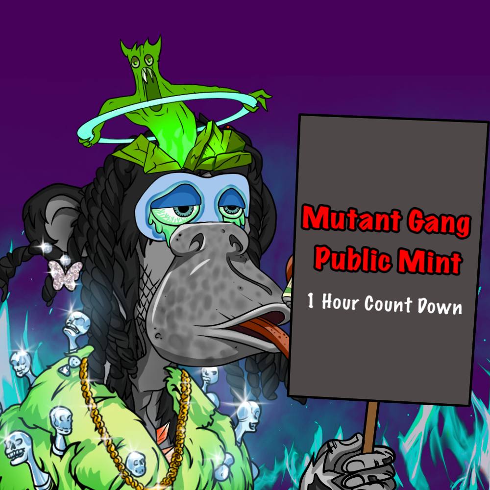 1 Hour Count Down

Turn your 🔔 on, just 1 more hour to the  Mutant Mint

Are you brave enough to enter our darkest days?

Drop your wallet address below, gonna pick 3 for the Mutant Gang

Like + Retweet and drop ur wallet now!!!

#FreeMint #NFTCommunity #NFTGiveaway #nfts