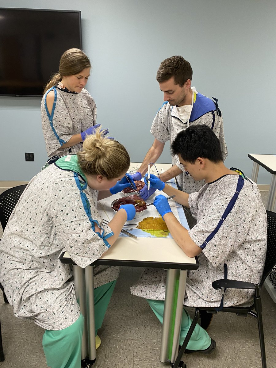 PGY2 residents doing cholecystectomy simulation #MedEd #Simulation
