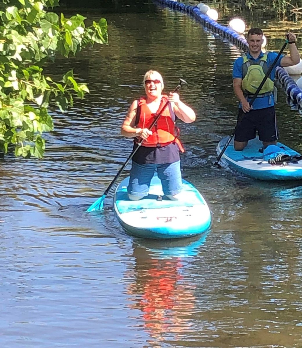 GirlguidingCE's tweet photo. Our County Commissioner in action - paddle boarding - at our East Meets West join county camp with @GGCambsWest earlier this year. One of the perks of volunteering with @GirlguidingCE #LeadersHaveFunToo https://t.co/2HDJprXw2O