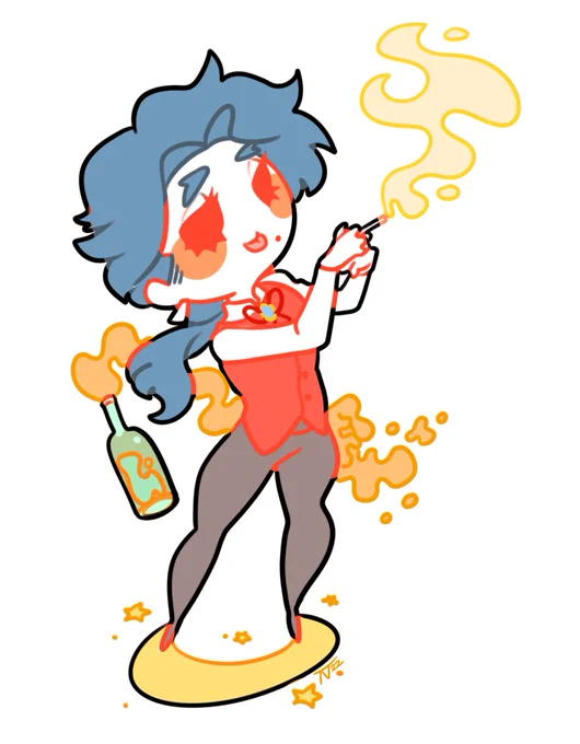 Kofi for Grimmmishi! Their bartender oc! 