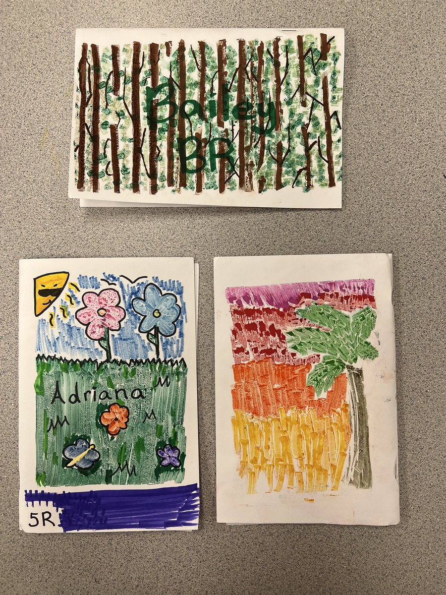 MrsSims7's tweet image. 4th and 5th Grade Artists have been busy creating  Gelli Plate Prints for their sketchbook covers!! @RiverRidgeElem