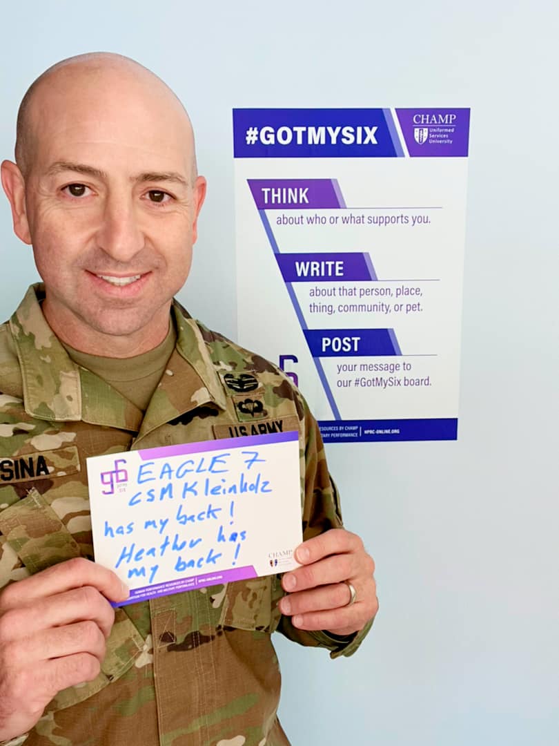 Fort_Belvoir's tweet photo. During #SuicidePreventionMonth, join us in recognizing those who support you &amp; help improve your mental health &amp; overall well-being. 

COL Joe Messina, Fort Belvoir Garrison Commander, says his wife, Heather, and CSM Greg Kleinholz have his six!

Who has yours?

#GotMySix https://t.co/GmIopNdWnE